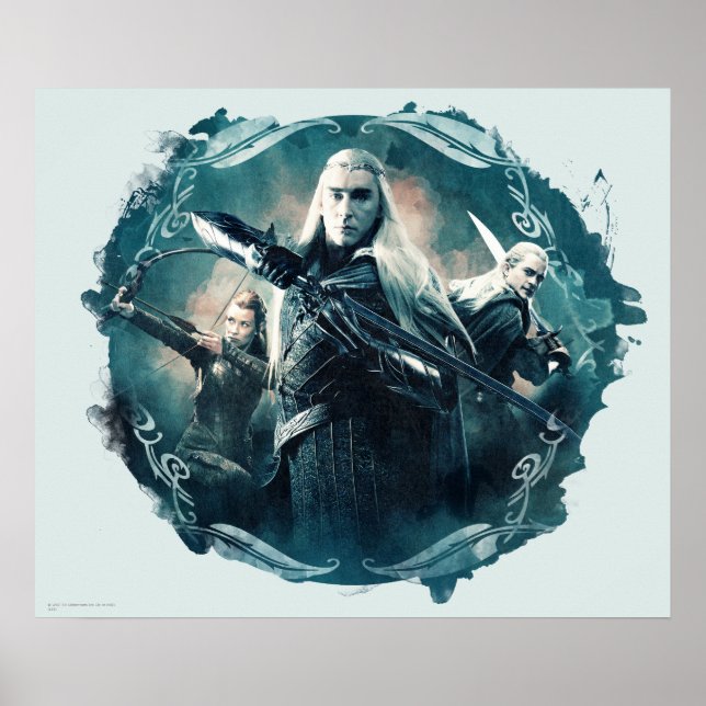 Póster Thranduil, TAURIEL™ E LEGOLAS GREENLEAF™ Gráfico (Frente)