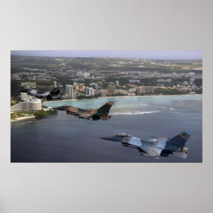 Poster Three F-16 Fighting Falcons fly in formation