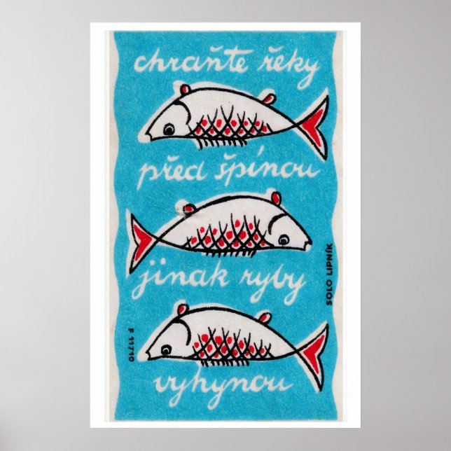 Poster Three Fishes - Matchbox Print - Czech Wall Art (Frente)