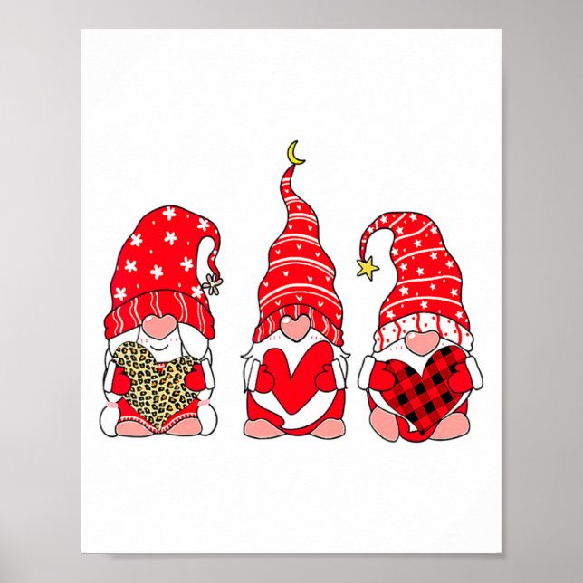 Poster Three Gnomes Holding Heart Leopard Happy Valentine (Frente)