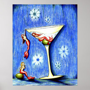 Póster Three Mermaid Martini