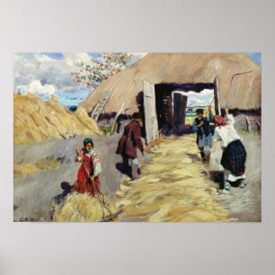 Póster Threshing - assoalho, 1916