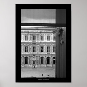 Póster Through the window Le Louvre Paris B and W Poster2