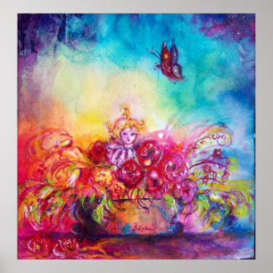 PÓSTER THUMBELINA, CESTA DA FLOR E BORBOLETA