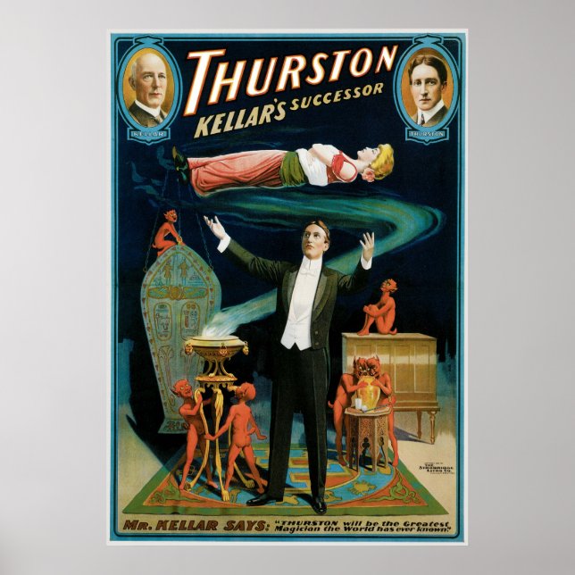 Póster Thurston ~ Kellar's Successor Vintage Magic Act (Frente)