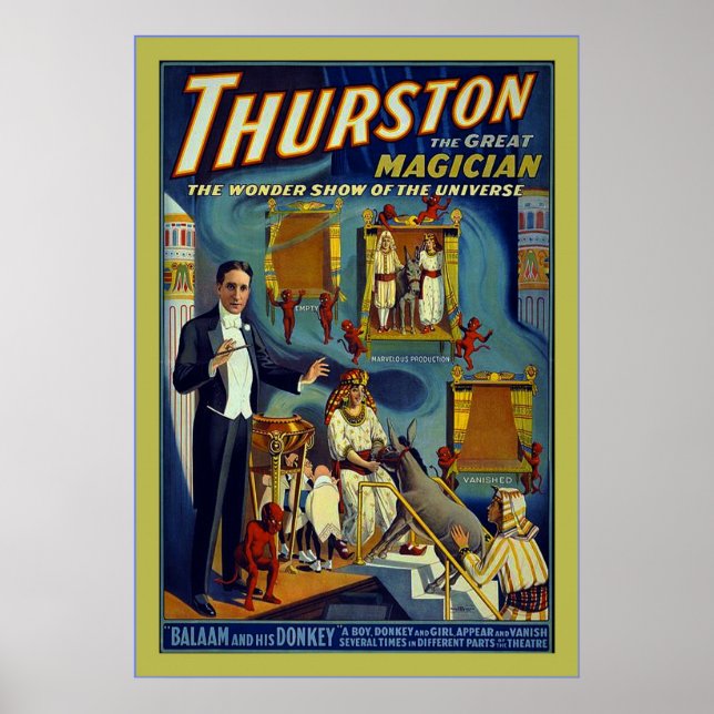Póster Thurston, o Excelente Mágico~Vintage Magistro (Frente)