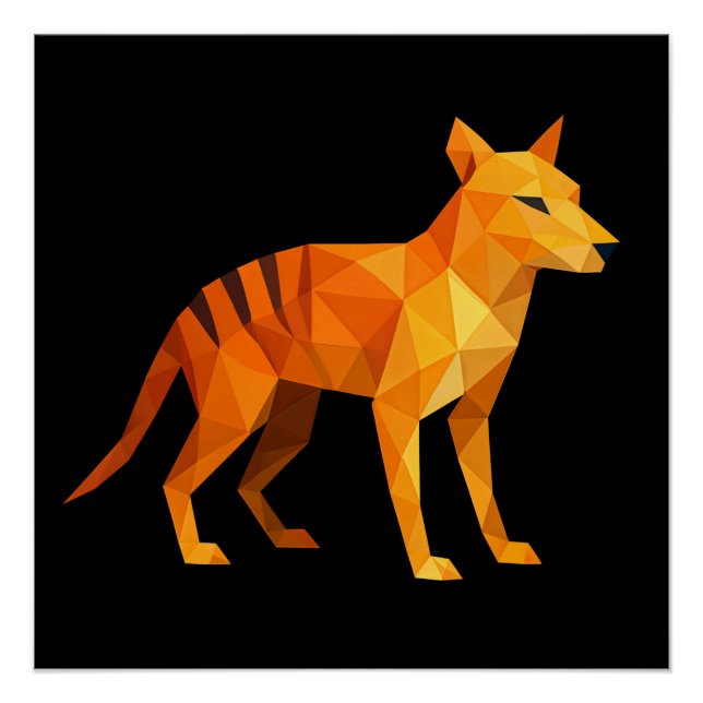 Póster Thylacina Geométrica - Arte Poligonal da Tasmani (Frente)