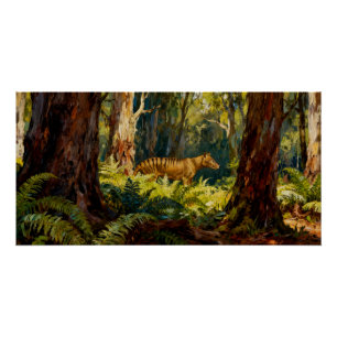 Póster Thylacinus cynocephalus – Tilacine da Tasmânia