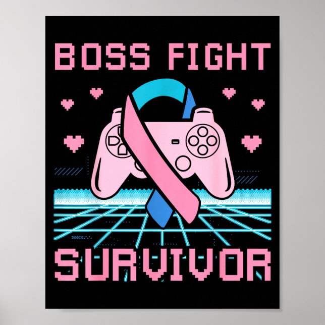 Poster Thyroid Cancer Awareness Boss Fight Survivor Gamer (Frente)