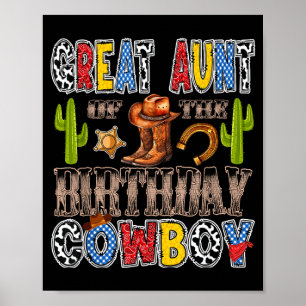 Poster Tia-avó do aniversário do cowboy western do aniver