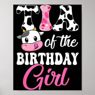 Poster Tia Da Menina Do Fazendeiro Vaca 1º Aniversário
