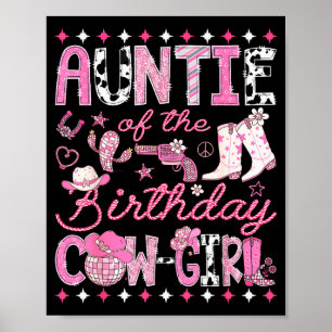 Poster Tia Da Vaqueira De Aniversário Rosa Rodeio Western