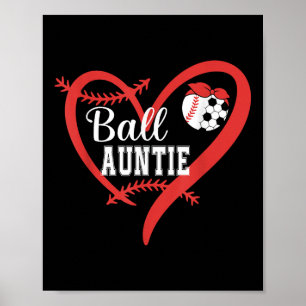 Poster Tia de Bola Beisebol Futebol Jogador Coração Amor