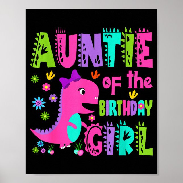 Poster Tia do aniversariante saurus rex dinossauro (Frente)