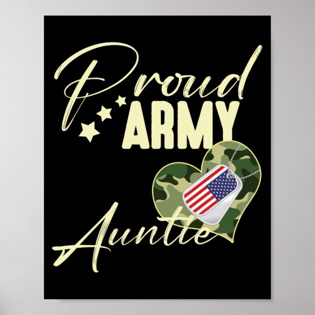 Poster Tia do Exército Orgulhosamente Camuflada Placa de  (Frente)