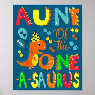 Poster Tia do menino de um ano do One-a-saurus dinossauro