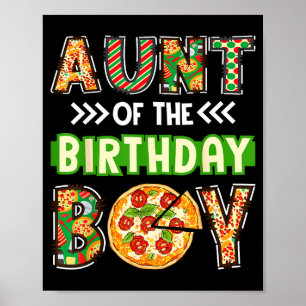 Poster Tia do menino fã de pizza de aniversário do menino