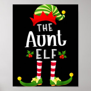 Poster Tia Elf Christmas de Pijama Combinando Festa de Na
