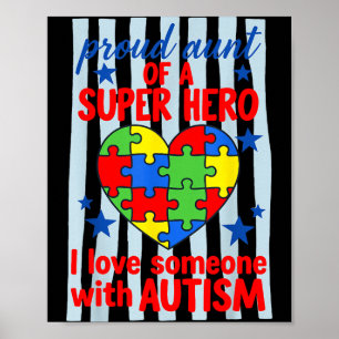 Poster Tia Orgulhosa Super-Herói Conscientização Autismo