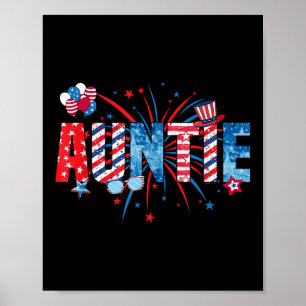 Poster Tia Sungles Bandeira EUA Fogos de Artifício Patrió