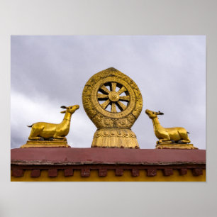 Poster Tibet, Lhasa - Roda do Dharma no templo Jokhang