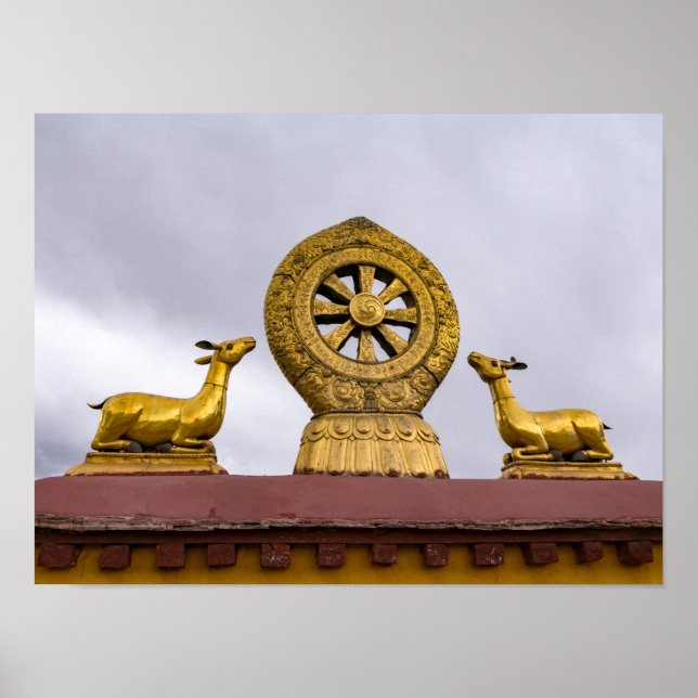 Poster Tibet, Lhasa - Roda do Dharma no templo Jokhang (Frente)