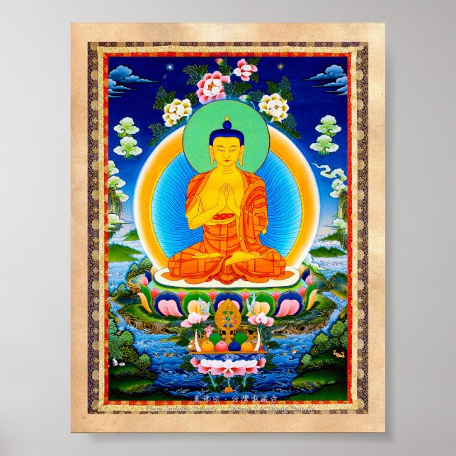 Poster Tíbetan oriental legal thangka Prabhutaratna Buddh (Frente)