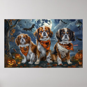 Poster Tibetan Spaniel Halloween Assustador 