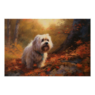 Póster Tibetan Terrier nas Folhas de Outono Caem Inspiraç