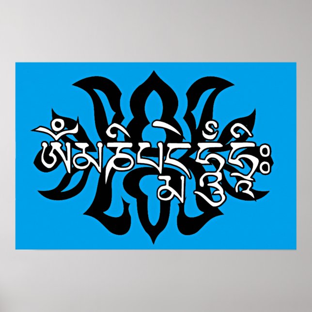Póster Tibetano: Seis Palavras Verdadeiras Mantra/Om Mãe  (Frente)