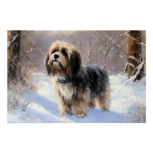 Póster Tibetano Terrier deixa nevar o Natal