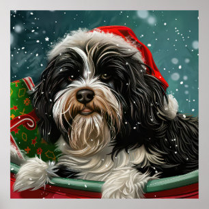 Poster Tibetano Terrier Dog Natal Festivo