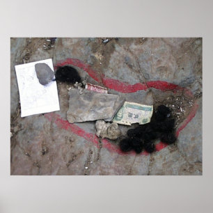 Póster Tibete com a pegada de Budas