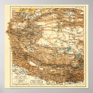 Póster TibetPanoramic MapTibet