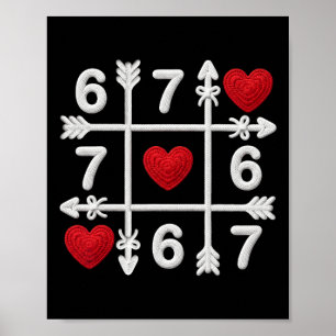 Poster Tic Tac Toe 67 Dia dos Namorados Corações Seis Set