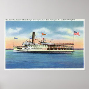 Póster Ticonderoga Steamer Leaving Port Burlington,