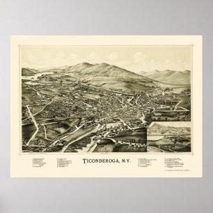 Póster Ticonhava, Mapa Panorâmico NY - 1891