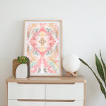Poster Tie Dye Abstrato Art Pastel Pink Orange Boho<br><div class="desc">Procurando uma peça que se destaca da multidão? Não olhe mais,  esses pastéis verticais suaves boho tie dye kaleidoscope abstrato art impressão em cor rosa clara pastel e laranja em branco se destacarão em qualquer sala e trarão calmidade e boas vibrações. Crédito da foto: Minh Pham</div>