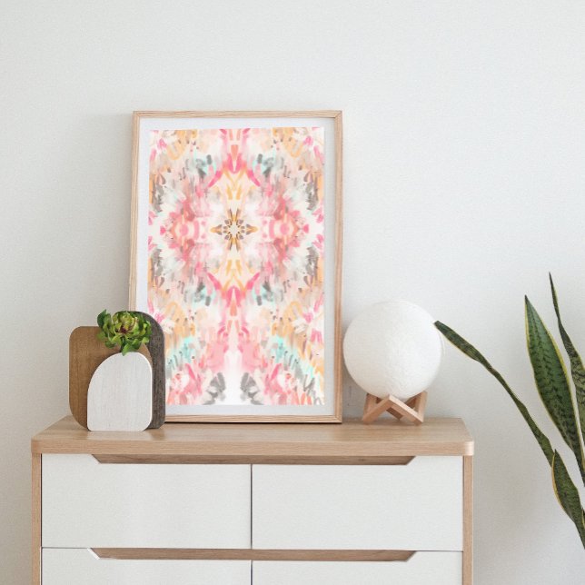 Poster Tie Dye Abstrato Art Pastel Pink Orange Boho (Criador carregado)