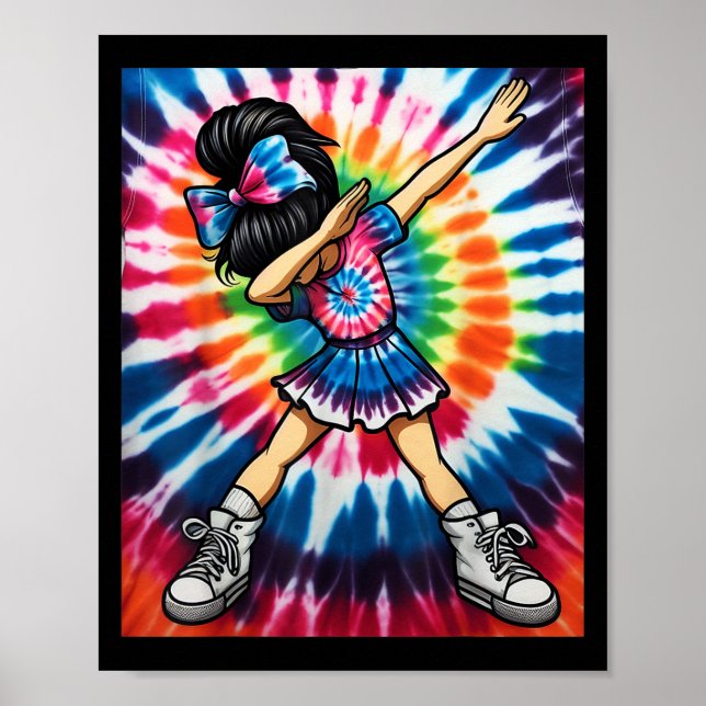 Poster Tie Dye Dabbing Cheerleader Dance Cheerleadin (Frente)