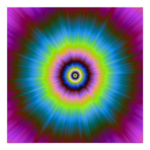 Póster Tie-Dye em Poster azul cor-de-rosa amarela Zazzle 