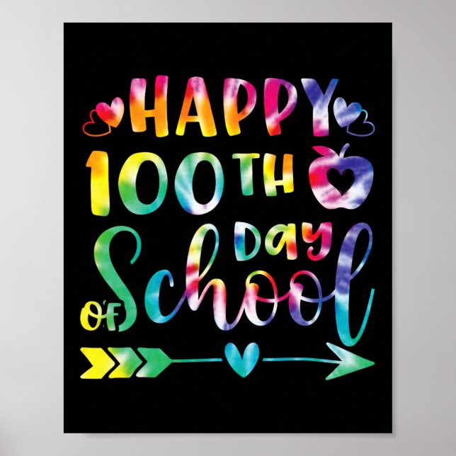 Poster Tie Dye Happy 100º Dia de Professores (Frente)