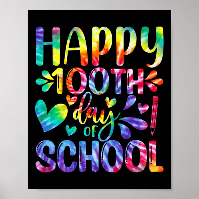 Poster Tie Dye Happy 100º Dia de Professores (Frente)