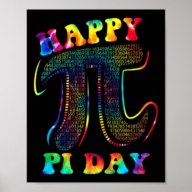 Poster Tie Dye Happy Pi Day 3.14 Matemática Professores H (Frente)