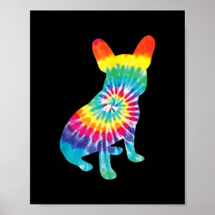 Poster Tie Dye Hippie French Bulldog Gift For Dog Lover