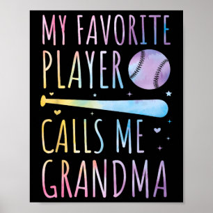 Poster Tie-dye Meu Jogador Favorito Me Chama De Avó Baseb