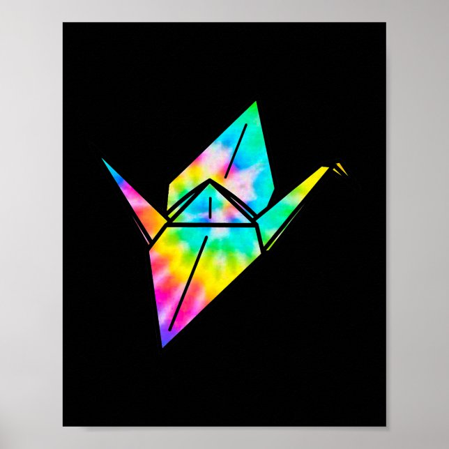 Poster Tie Dye Origami Paper Crane (Frente)