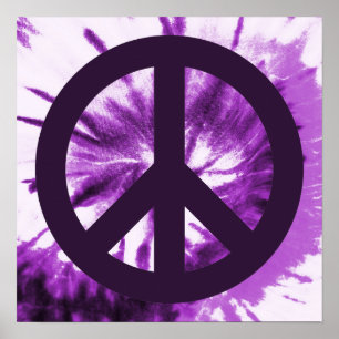 Póster Tie-Dye Roxo com Símbolo de Paz