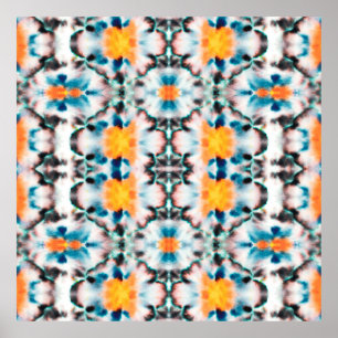 Poster Tie Dye Sem Olhos. Abstrato étnica. Psicado