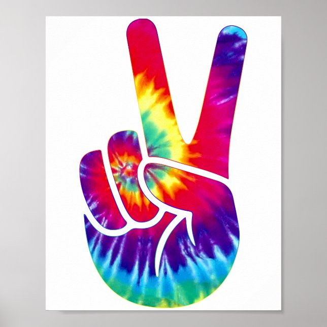 Poster Tie Dye - Símbolo de Mão de Paz (Frente)